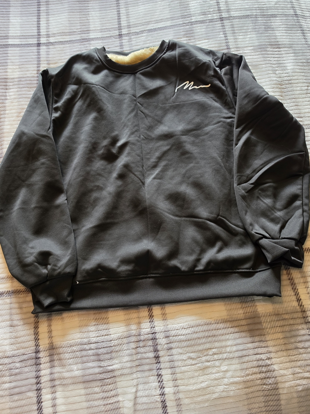 Black Men’s Crewneck Fleece Lined Sweatshirt with Signature Script
